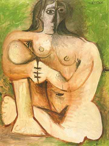 dessin et photo de charme, femme seins nus assise
